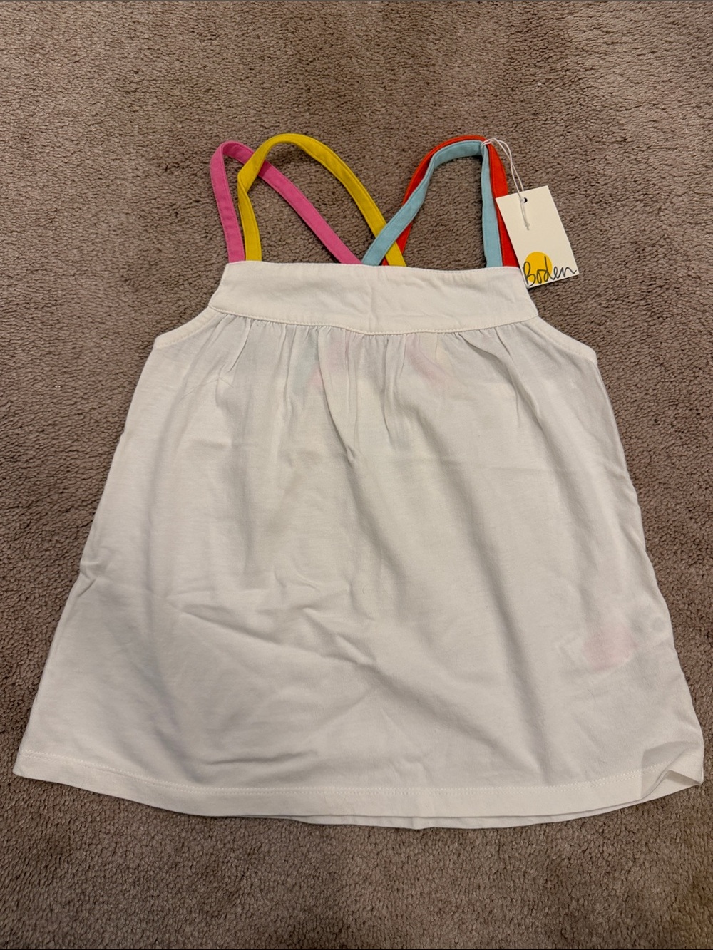 Boden White Tank with Rainbow Straps